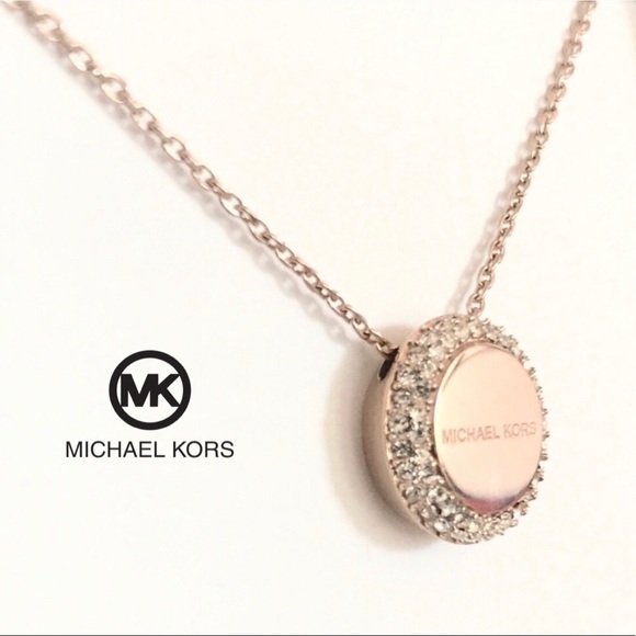 michael kors branded disc necklace